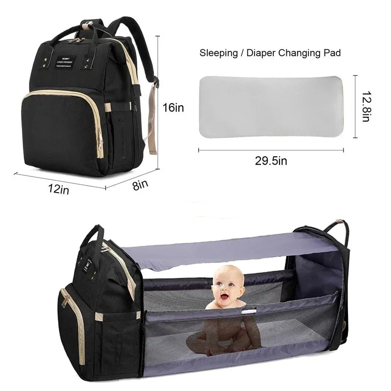 Sac a dos, lit pliable pour bébé 2 en 1 - Univers - bebe - maman